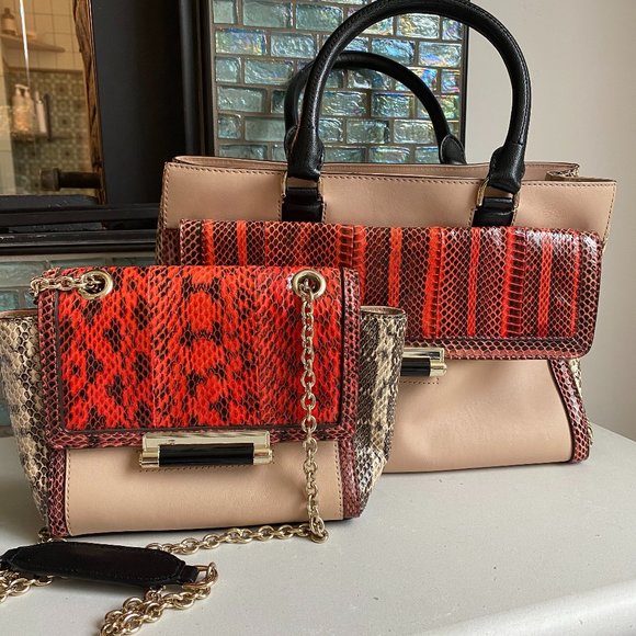 BUNDLE- DVF Black Python Shoulder Bag & Tote! - Picture 2 of 13